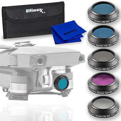 Ultimaxx 7 Piece Drone Camera Filter Bundle Kit for DJI Phantom 4, Phantom 4 w/Filters, Lens Hood, Gimbal Stabilizer, Carry Case