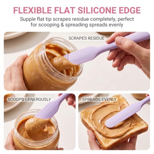 5Pcs Silicone Jar Spatulas Set, Non-Stick Heat Resistant Jam Spreader, Heat Resistant 572°F, Food-grade Cream Spatulas, Flexible Kitchen Scraper Tools for Mixing, Baking, and Cooking