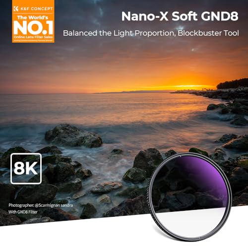 K&F Concept 77mm Soft GND8 (3 Stop) Graduated Neutral Density Lens Filter - size: 77mm