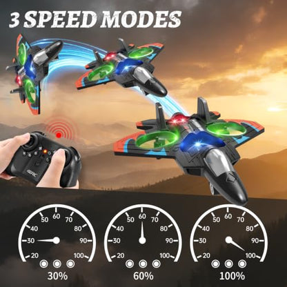4DRC V32 Foam RC Airplane Drone with 3 Batteries, 60 Mins Long Flight RC Plane Helicopter Fighter Jet for Kids Adults 8-16, 360° Flip Stunt RC Airplane Helicopter, Toy Gift for Boys Beginners - color: Orange-3 Batteries