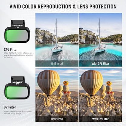 NEEWER 6 Pack ND Filter Set Compatible with DJI Mini 4K/2/Mavic/SE/2 SE - size: Mini 4K, style: CPL/UV/ND Filter Set