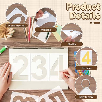 8Inch Number Stencils,10Pcs Plastic Reusable Washable Curb Stencil Kit - size: 8Inch