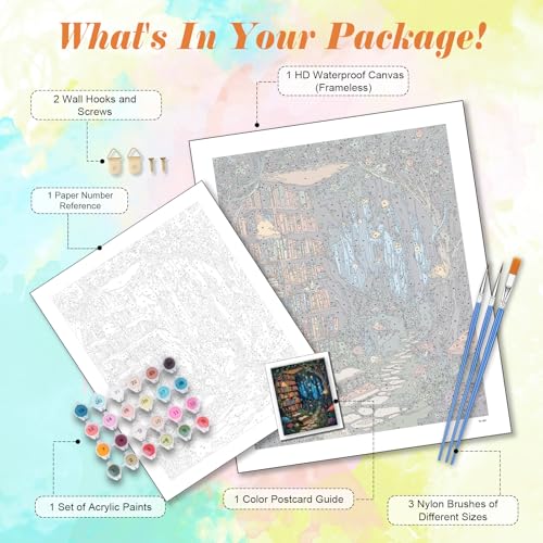 Kalonyth Book Tree Paint by Numbers Kit for Adults, 16x20 inch, No Framed - color: OP-US14