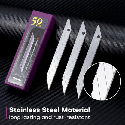 NEWISHTOOL 9mm Stainless Steel Blade, 30 Degree Snap Off Blades - 100 Pack