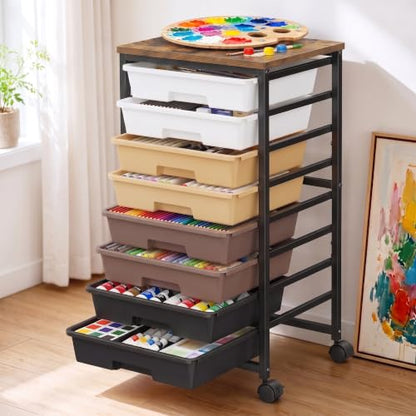Pipishell Rolling Cart with 5 Drawers, Craft Storage Cart, Khaki Gradient - color: khaki gradient, size: 8-Drawers