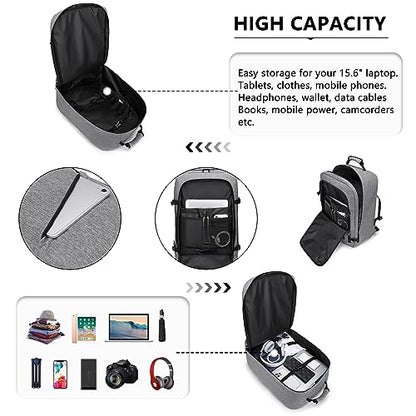 Kono Travel Backpack Airline Approved Overhead Bin Personal Item Bag - color: Grey, size: Large