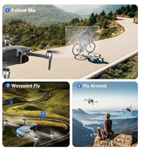 GPS Drones with Camera for Adults 4K, Foldable Drone with Brushless Motor, Auto Return/Follow, Tap Fly/Circle Fly, Beginner-Friendly One Key Start, 45 Mins Flight, Under 249g