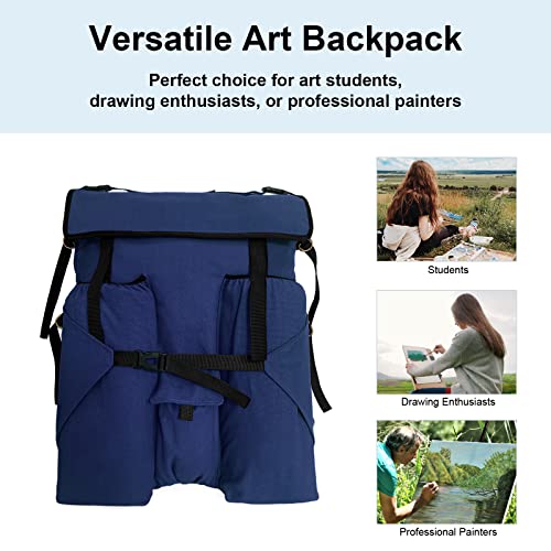JJRING Heavy Duty Plein Air Artist Backpack With Handheld Strap, Blue - color: blue