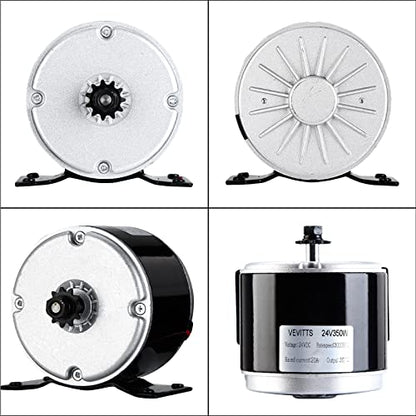 Vevitts Small Brushed Permanent Magnet Electric Motor for E Scooter Drive Speed Control 24V 350W 3000RPM