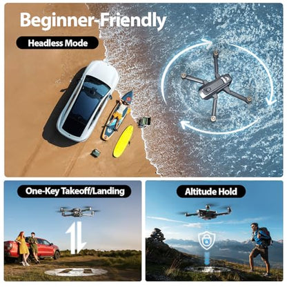 WeFone 4K Drone with 4.5" Screen Foldable GPS WF33 Under 249g Adults Black - style: screen drone