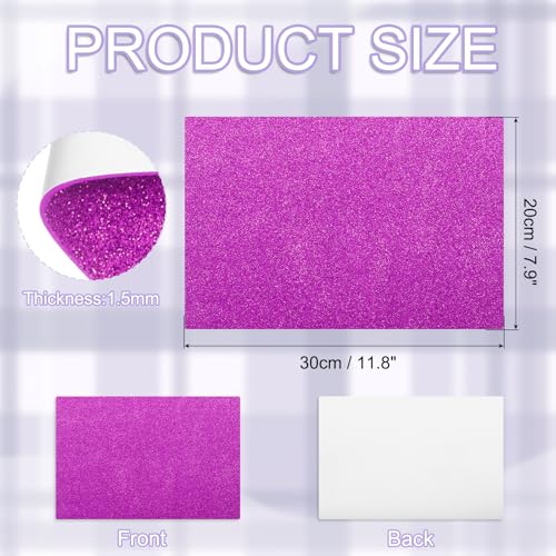 uxcell Foam Sheets 5Pcs 8x12Inch EVA Self-Adhesive Sparkle Purple Glitters - color: Purple