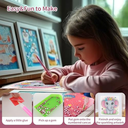 Gemozaic Elephant Diamond Art Kits for Kids Ages 4-8-12 with Frame, 7 x 7 - color: CC994