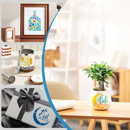 64 Pcs Ramadan Stencils for Painting, Mini Lantern Moon Designs 3 Inch - color: Ramadan