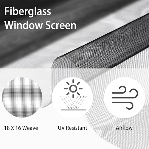 59 in x 100 ft Fiberglass Window Screen Mesh, Window Screen Replacement, Screen Door Mesh, Screen Mesh Roll, Porch Screens for Patios Outside Outdoor, Heavy Duty Window Screens for House Windows - size: 59 in x 100 ft