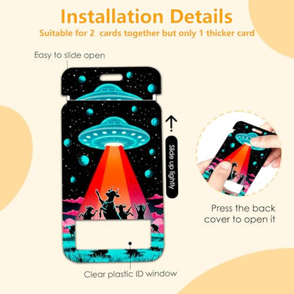 Alien Spacecraft Lanyards Cute Alien Spacecraft ID Badge Holder - color: Alien Spacecraft-black