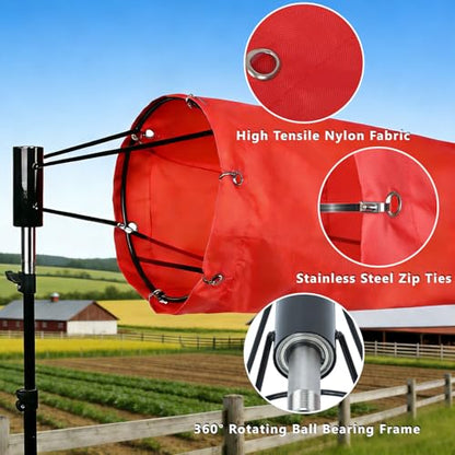 8" X 36" Airport Windsock | Heavy Duty, All Weather, Waterproof,