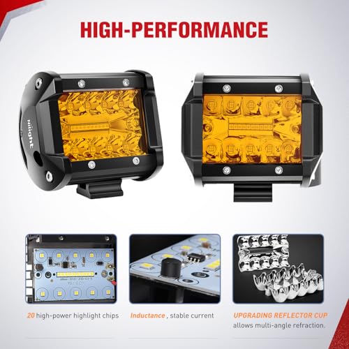 Nilight 4 Inch Amber LED Light Pods 2 PCS 60 W - color: Amber Led Pods