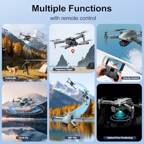 1080P HD Drones with Camera for Adults,Foldable Drone for Beginners - color: Gungrey