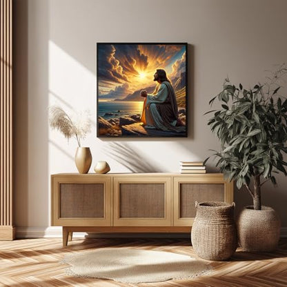 Jesus Paint by Numbers Kit for Adults, 16x16 inch - color: Jesus without frame