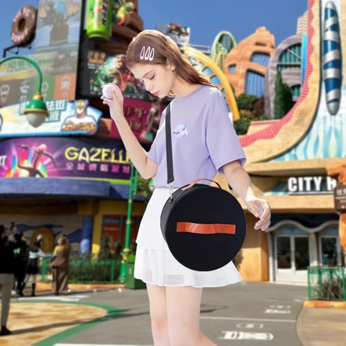 Chenille Letter Bow Mouse Ears Travel Case, Large Round Tote Storage Box - color: Black