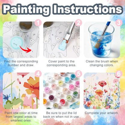 Kalonyth Flowers Framed Paint by Numbers Kit for Adults Beginner 8x12 inch - color: Frame-OP-US07