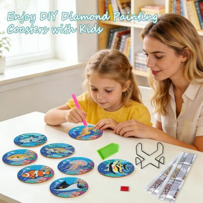 Leatrice Small Diamond Art Coasters Set Diamond Painting Kits for Adults - color: AB Ocean