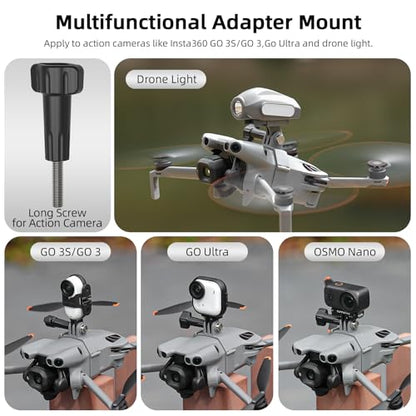 Action Camera Mount Holder + Strobe Light Searchlight for DJI Mini 5 Pro, Drone Gimbal Top Mount Kit Extension Bracket with 1/4" Screw Adapter (Mounting Bracket + Searchlight Bundle) - color: Mounting Bracket + Searchlight Bundle