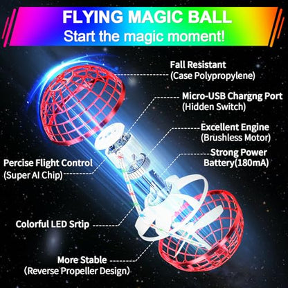 Vantexi Flying Orb Ball Toy,2026 Upgrade Parachute LED Light,Bright Red - color: Bright Red, size: 1 Pack