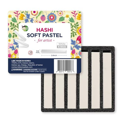 HA SHI Soft Chalk Pastels for Adult Artists, White, 6 Square Sticks - color: White (6 Sticks)
