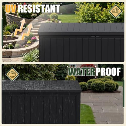 JUMMICO HDPE 270 Gallon Deck Box Double-Wall with Divider - color: Black, size: 270 gallon