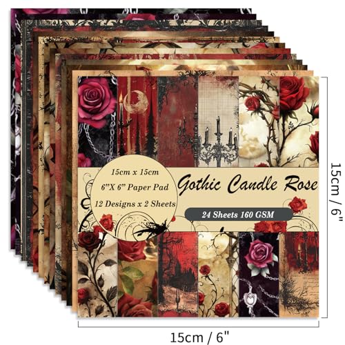 6x6" Cardstock Single Sided Scrapbooking,Craft Decorative Scrap Book Paper - color: 24sheets-Candle Rose