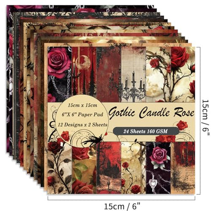 6x6" Cardstock Single Sided Scrapbooking,Craft Decorative Scrap Book Paper - color: 24sheets-Candle Rose