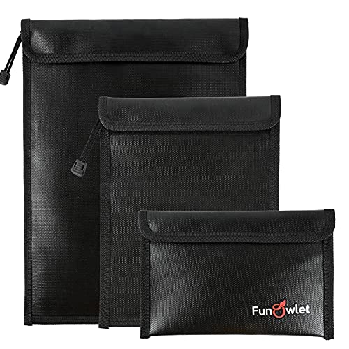 Fireproof Waterproof Money Document Bag, 3Pack Safe Pouch - color: Black
