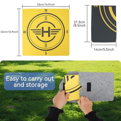 Drone Landing Pad, Universal Waterproof Portable Fast-Foldable Helipad for DJI Mini 5 Pro/4/3/2 SE/4K/DJI Neo/Flip/Mavic 3/RC Quadcopters (16.93inch/43cm)
