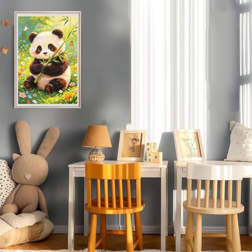 HITO Panda Paint by Numbers Kit for Kids with Frame Easel 8x12 inch - color: Panda with Bamboo