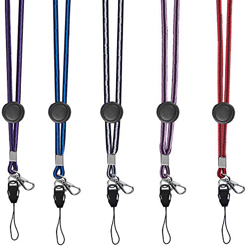 YOUOWO 5Pack Adjustable Neck Lanyards Multicolor with Clip - color: 5 Pack Colors