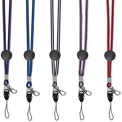 YOUOWO 5Pack Adjustable Neck Lanyards Multicolor with Clip - color: 5 Pack Colors