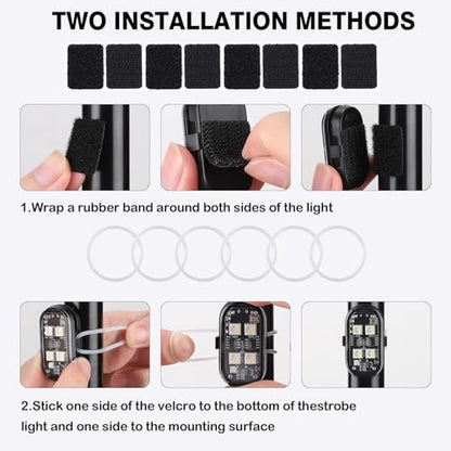 4LEDs Wireless LED Strobe Lights, Rechargeable Anti-Collision Warning Light - size: 4PCS (Upgraded 4LEDs)