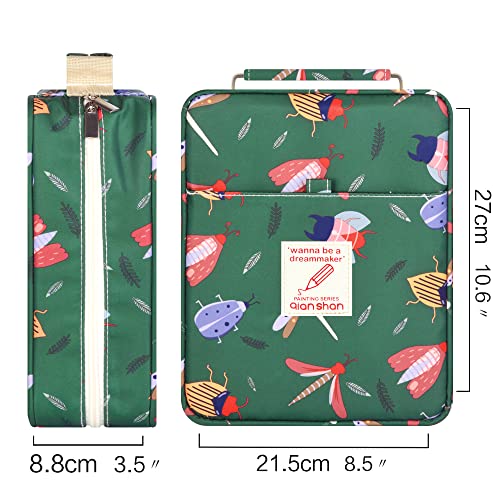 Pencil Case Holder Slot with Zipper Closure Large Capacity Pen Organizer - color: green dragonfly