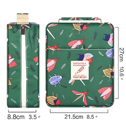 Pencil Case Holder Slot with Zipper Closure Large Capacity Pen Organizer - color: green dragonfly