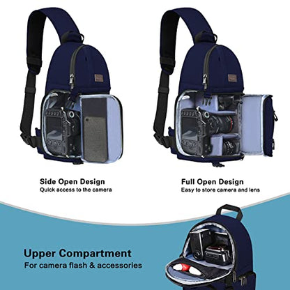 MOSISO Camera Sling Bag, Photography Shoulder Bag Compact Camera Backpack - color: Navy Blue