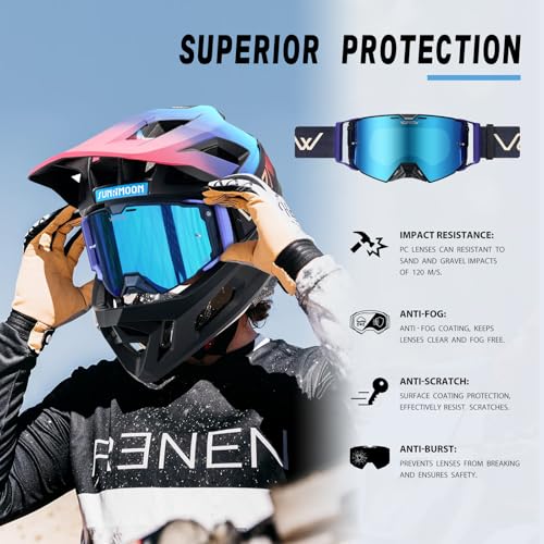 Motocross Goggles Anti-Fog Motorcycle Protective Eyewear for Men - color: Blue