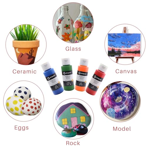 Artecho Acrylic Paint Set 48 Colors 2oz/59ml with 12 Brushes, Art Supplies - color: 48 Colors