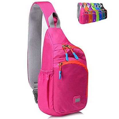 Peicees Small Sling Backpack Waterproof Unisex Shoulder Bag Chest Crossbody Daypack - color: Rose Red, size: Medium
