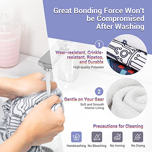 19.7 Inch Folding Protective Wrap for Camera Lens iPad Tablet Laptop Flash Telescope Hard Disk Switch Phone & More Devices, Self-Stick Wrapper Protector, Portable Travel Storage Pouch & Cleaning Cloth