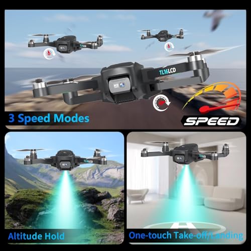 Drones with Camera for Adults 4K, GPS Drone with 4.5” LCD Screen Controller Follow Me Auto Return 5G Long Range Transmission Foldable FPV Drone for Beginners Under 249g