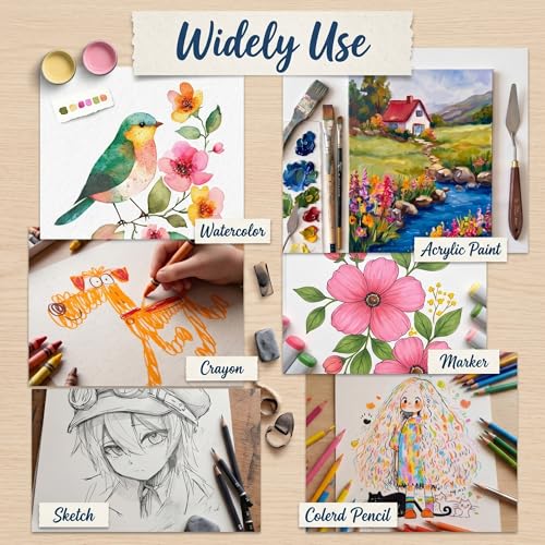 TaoBary 300 Pcs Watercolor Paper 8.5 X 11 Inch 230 GSM, Cold Press White - color: 230 Gsm, size: 8.5 x 11 Inch