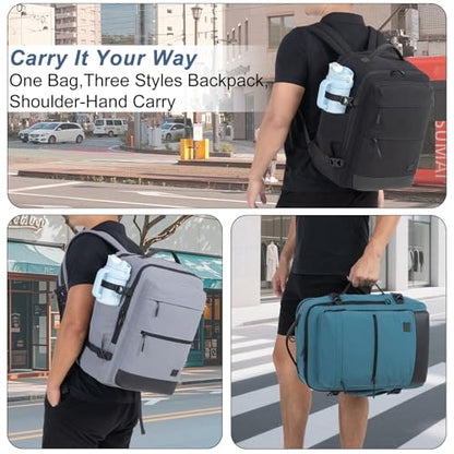 Tzowla 40L Carry-On Travel Backpack with Large Water Bottle Holder,Personal Item Travel Bag with 3 Packing Cubes,17.3 Inch Laptop Backpacks for Men and Women,Hiking Casual Outdoor Daypack(Grey) - color: Grey
