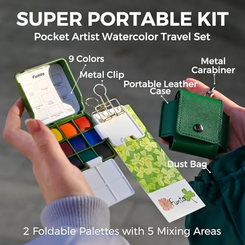 Funto Mini Watercolor Travel Set, Pocket Palette Kit For Urban Sketching - style: Utility Set