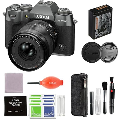 Fujifilm X-T50 Mirrorless Digital Camera XF16-50mmF2.8-4.8 R LM WR Lens Kit - Charcoal Silver Bundle with Additional Accessories